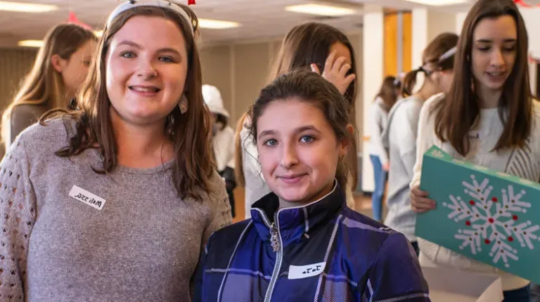 A student volunteering at Winter Fest